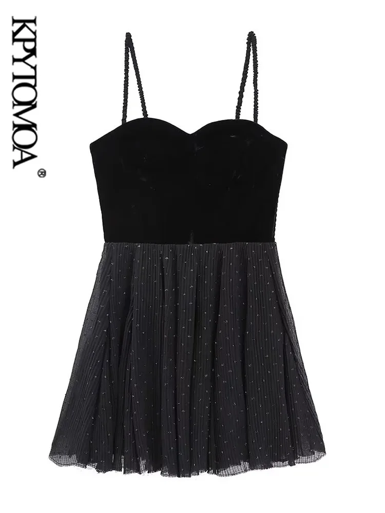 KPYTOMOA Women Fashion Velvet Dotted Mesh Mini Dress Vintage Sweatneck Backless Zipper Elastic Thin Straps Female Dresses Mujer
KPYTOMOA Women Fashion Velvet Dotted Mesh Mini Dress Vintage Sweatneck Backless Zipper Elastic Thin Straps Female Dresses Mujer