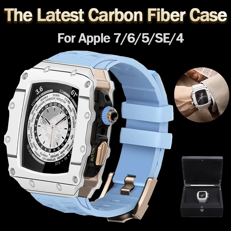 Роскошный чехол из углеродного волокна для Apple Watch Band 45 мм Series 7 6 из нержавеющей стали для Iwatch Series 5 4 SE 44 мм Diy модификационный комплект
Роскошный чехол из углеродного волокна для Apple Watch Band 45 мм Series 7 6 из нержавеющей стали для Iwatch Series 5 4 SE 44 мм Diy модификационный комплект