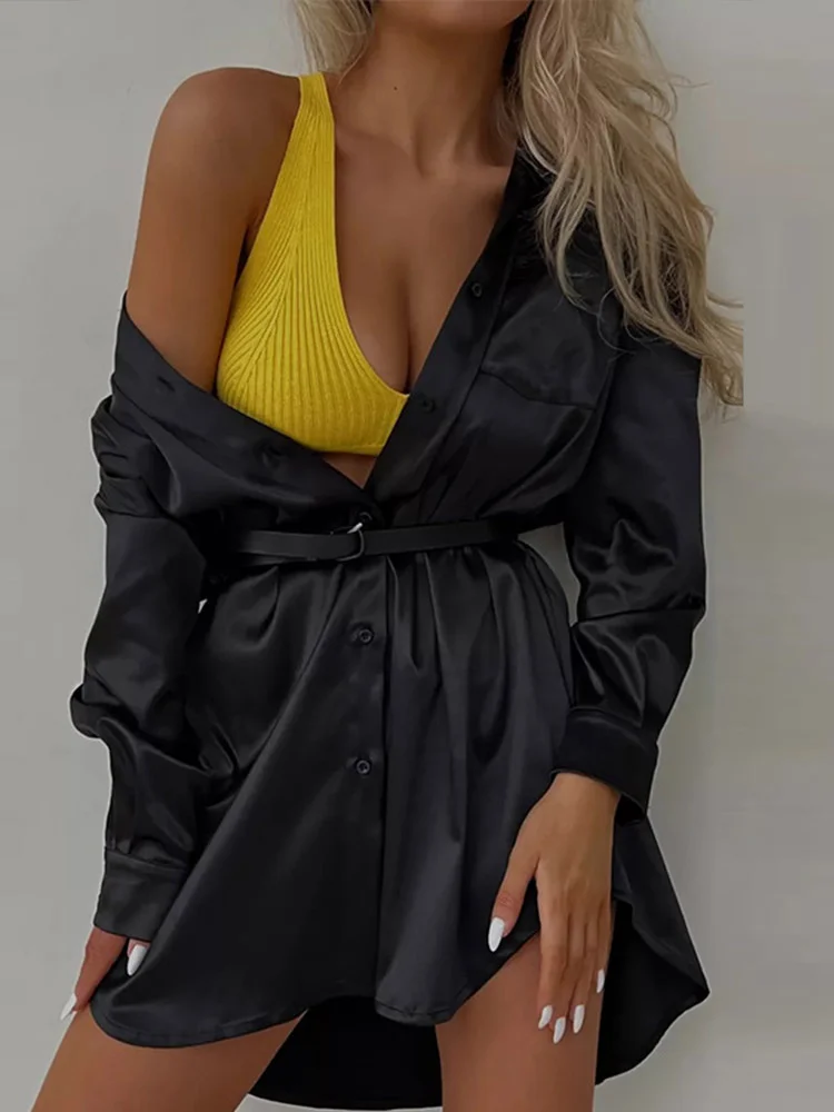 Women Casual Satin Solid Long Blouse Chic Turn Down Collar Single Pocket T Shirts For Famale Fashion Loose Full Sleeves Clothing
Women Casual Satin Solid Long Blouse Chic Turn Down Collar Single Pocket T Shirts For Famale Fashion Loose Full Sleeves Clothing