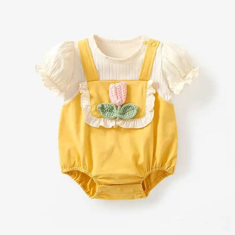 

Baby Girl Romper Summer 2023 New Thin Fashion All-match Lovely and Sweet Playful Knitted Romper Baby Girl Clothes Cute Romper