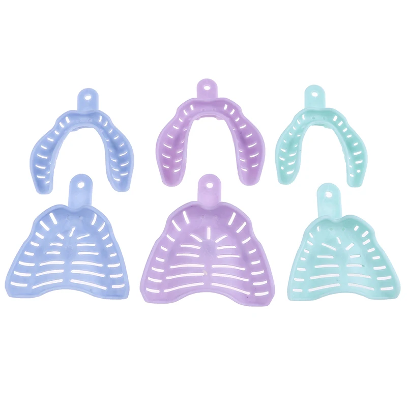 

6Pcs Colorful Dental Impression Trays Plastic Materials Teeth Holder