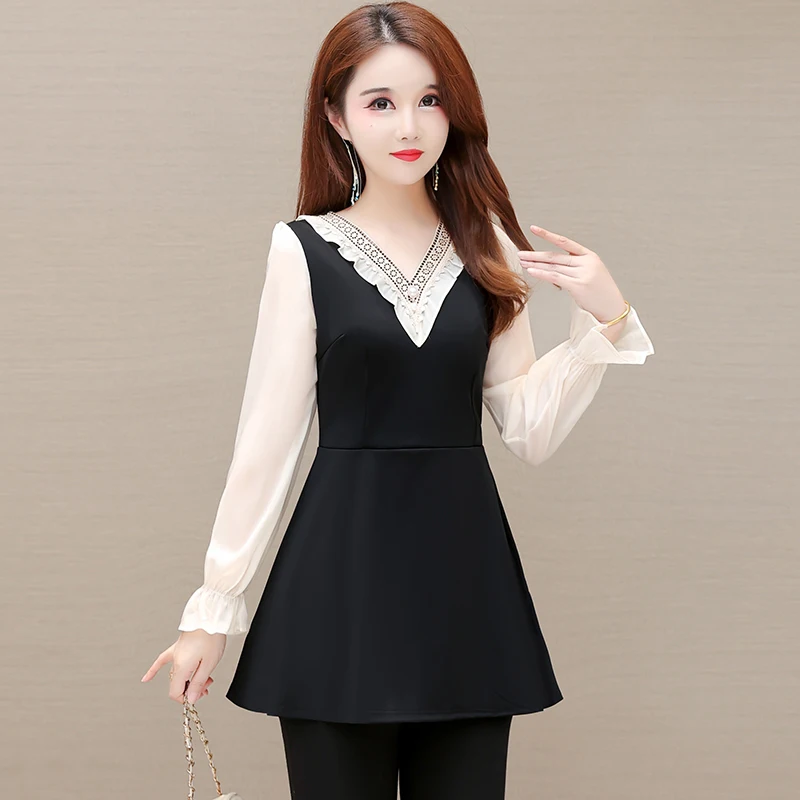 Women Summer long ruffle sleeves Tops Female O Neck Blouse Shirt Middle Aged Mother Loose Solid Chic Casual Blouses
Women Summer long ruffle sleeves Tops Female O Neck Blouse Shirt Middle Aged Mother Loose Solid Chic Casual Blouses