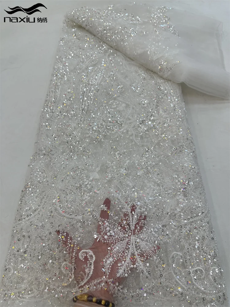 Madison-Luxury African Sequins Lace Fabric, High Quality Embroidery, Handmade Beaded Lace Fabric for Bridal, 5 Yards, 2023
Madison-Luxury African Sequins Lace Fabric, High Quality Embroidery, Handmade Beaded Lace Fabric for Bridal, 5 Yards, 2023