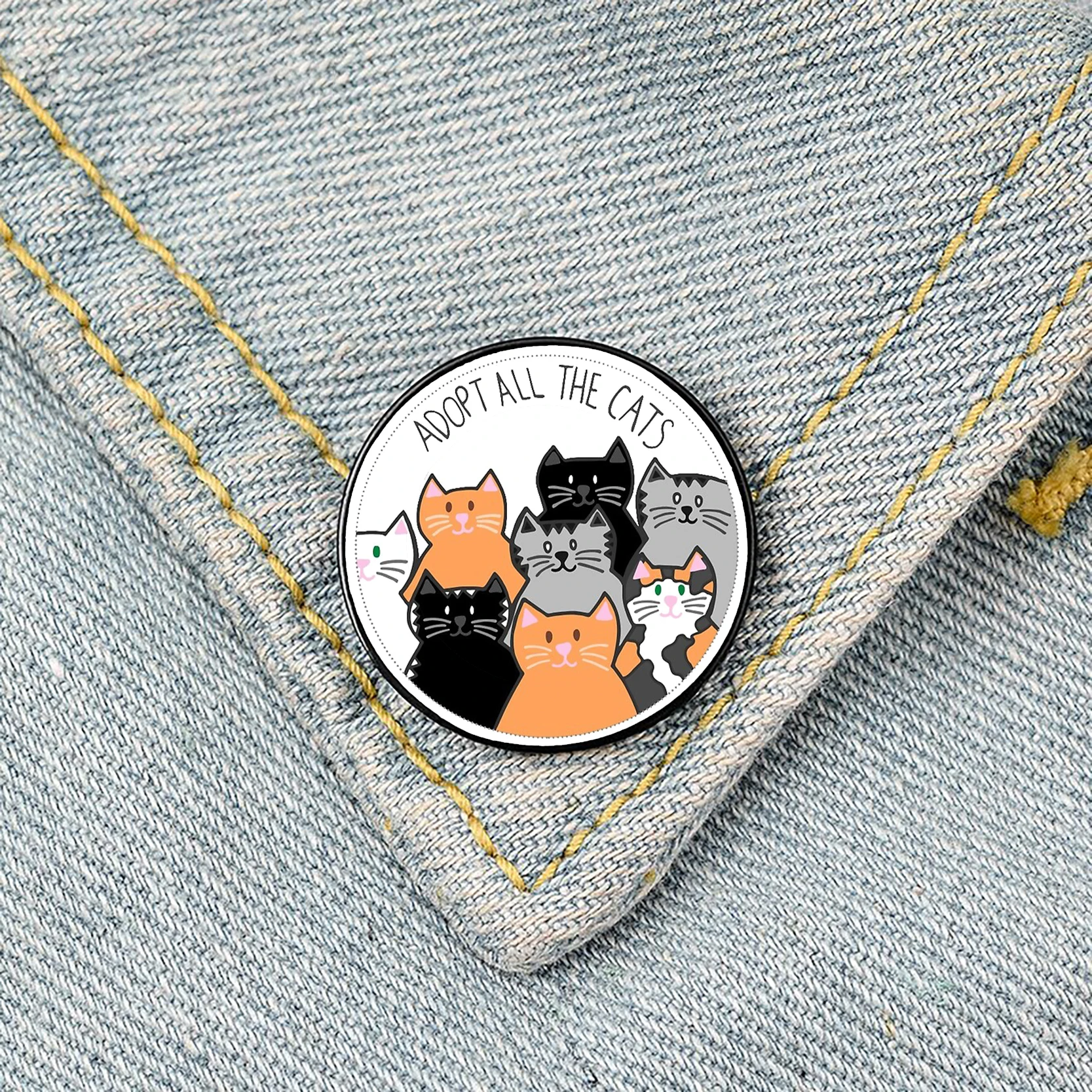 Adopt All the Cats Printed Pin Custom Funny Brooches Shirt Lapel Bag Cute Badge Cartoon Cute Jewelry Gift for Lover Girl Friends
Adopt All the Cats Printed Pin Custom Funny Brooches Shirt Lapel Bag Cute Badge Cartoon Cute Jewelry Gift for Lover Girl Friends