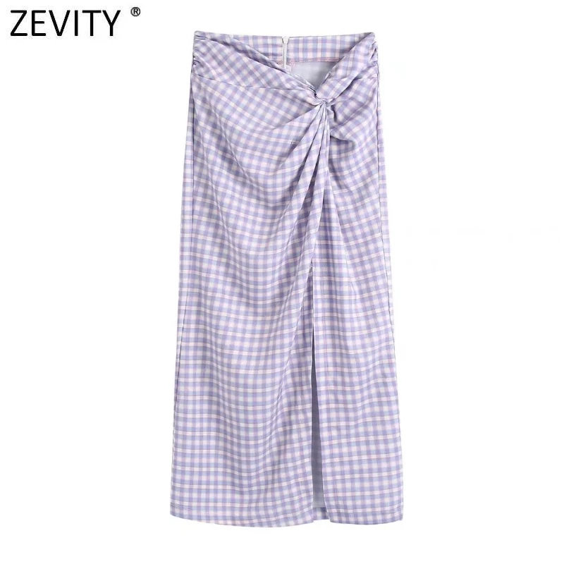 Zevity Women Fashion Plaid Front Knotted Split Sarong A Line Skirt Faldas Mujer Female Back Zipper Summer Midi Vestidos QUN962
Zevity Women Fashion Plaid Front Knotted Split Sarong A Line Skirt Faldas Mujer Female Back Zipper Summer Midi Vestidos QUN962