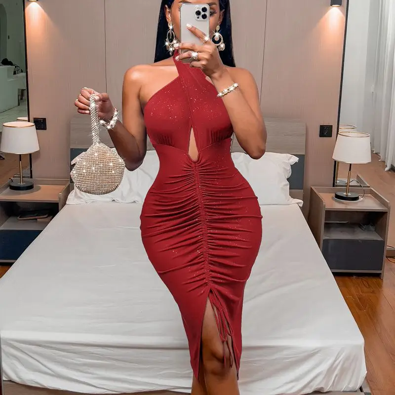 Spring Sexy Bodycon Dress Halterneck Backless Nightclub Party Dresses for Women Casual Gothic Clothes Streetwear Wholesale Items
Spring Sexy Bodycon Dress Halterneck Backless Nightclub Party Dresses for Women Casual Gothic Clothes Streetwear Wholesale Items