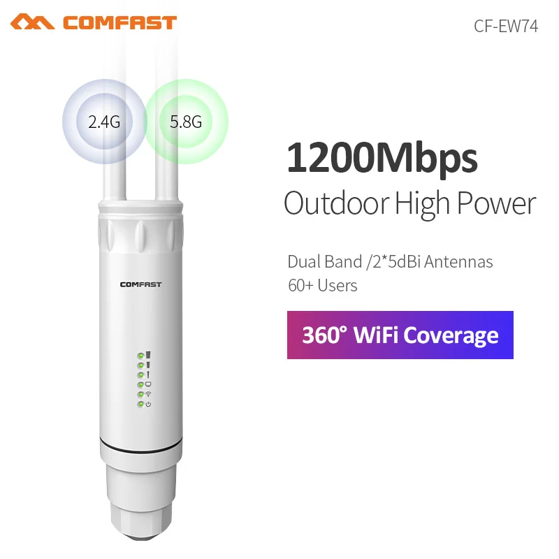 CF-EW74 высокомощный AC1200 внешний AP 1200 Мбит/с двухдиапазонный 2,4G и 5 ГГц беспроводной точка доступа маршрутизатор WiFi удлинитель для двора сада
CF-EW74 высокомощный AC1200 внешний AP 1200 Мбит/с двухдиапазонный 2,4G и 5 ГГц беспроводной точка доступа маршрутизатор WiFi удлинитель для двора сада