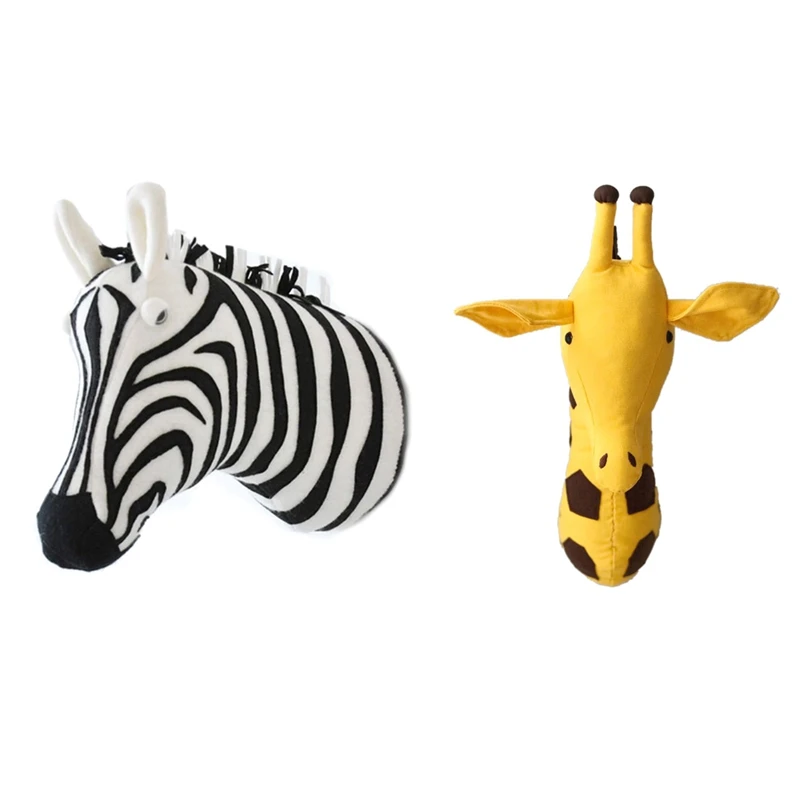 2 Pcs 3D Animal Head Wall Cute Stuffed Wall Hanging Toys Kids Room Animal Wall Sculptures, Giraffe & Zebra
2 Pcs 3D Animal Head Wall Cute Stuffed Wall Hanging Toys Kids Room Animal Wall Sculptures, Giraffe & Zebra