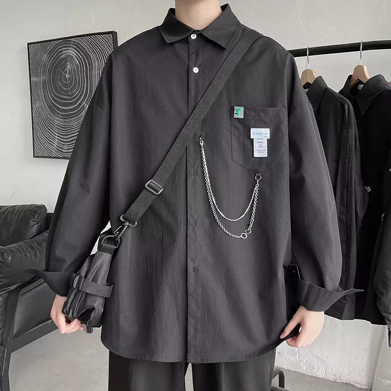 fashion casual men's shirt 2022 spring harajuku long sleeve shirts for men slim fit chain solid social shirt male
fashion casual men's shirt 2022 spring harajuku long sleeve shirts for men slim fit chain solid social shirt male