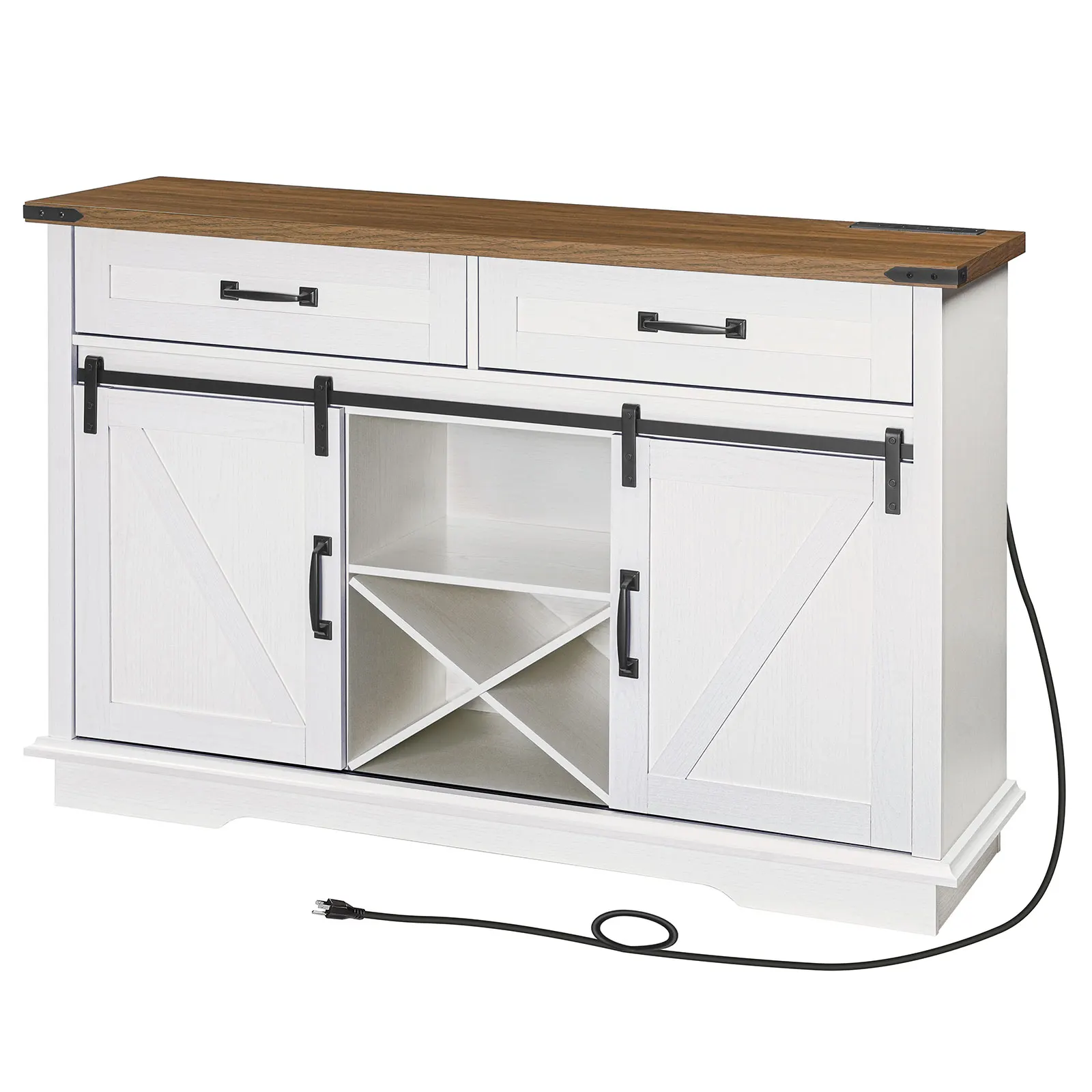 LARMNEE Wine Bar Cabinet with Charging Station Coffee Bar Cabinet with 2 Drawers Buffet Cabinet with Sliding Barn Doors White
LARMNEE Wine Bar Cabinet with Charging Station Coffee Bar Cabinet with 2 Drawers Buffet Cabinet with Sliding Barn Doors White