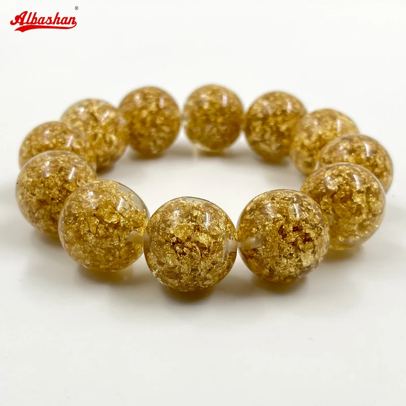 Big gold bracelet Resin inside Gold Foil 20mm beads accessories on hand big size jewelry for women 
Big gold bracelet Resin inside Gold Foil 20mm beads accessories on hand big size jewelry for women