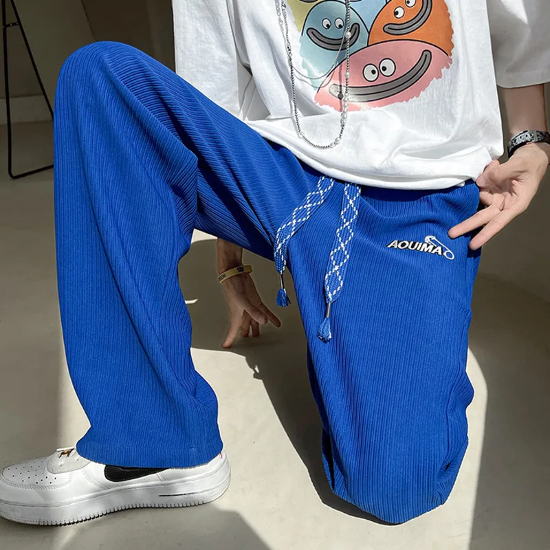 Hybskr Ice Silk Klein Blue Casual Pants For Men Streetwear Letter Drawstring Loose Straight Sport Pants Hip Hop Trousers
Hybskr Ice Silk Klein Blue Casual Pants For Men Streetwear Letter Drawstring Loose Straight Sport Pants Hip Hop Trousers