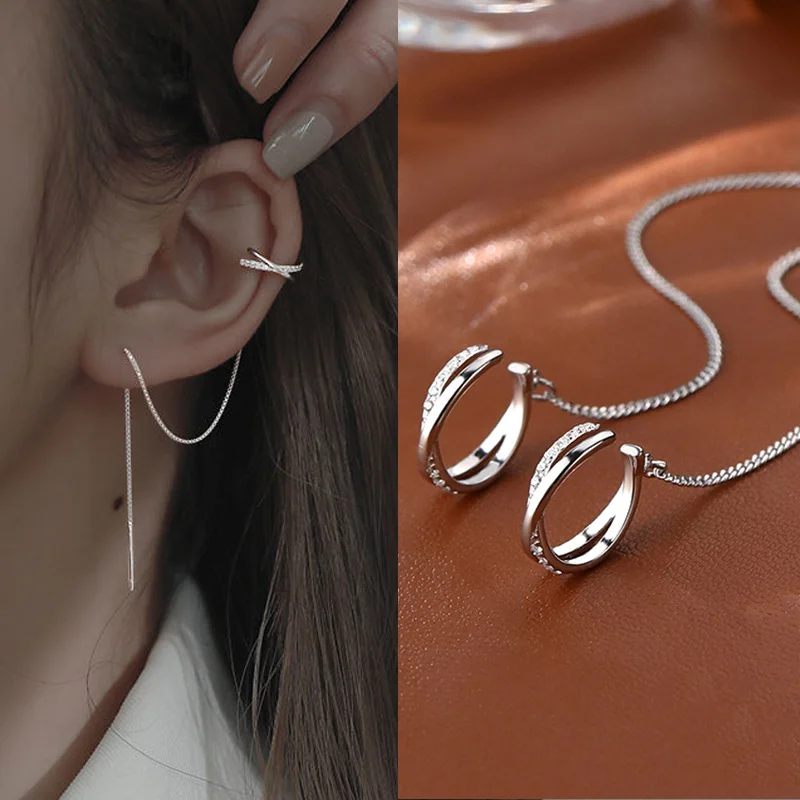 Fashion Irregular Geometry Rhinestones Earclip Shiny Tassel Pendant Clip Earrings Women Line Cross Earclips Korean Jewelry Gifts
Fashion Irregular Geometry Rhinestones Earclip Shiny Tassel Pendant Clip Earrings Women Line Cross Earclips Korean Jewelry Gifts
