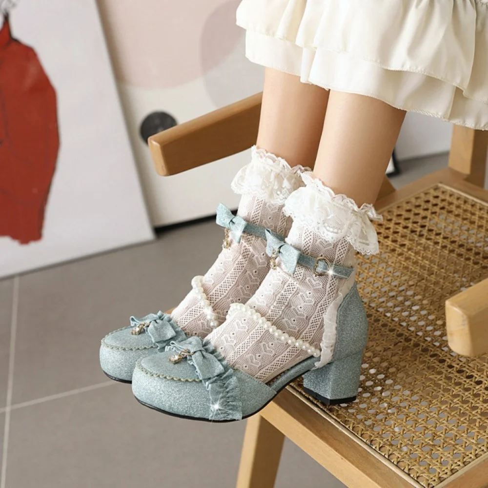 Spring Summer 2021 New Lolita PU Round Toe Pumps Bow Buckle Beaded High-heeled Thick-heeled Women's Large Single Shoes
Spring Summer 2021 New Lolita PU Round Toe Pumps Bow Buckle Beaded High-heeled Thick-heeled Women's Large Single Shoes