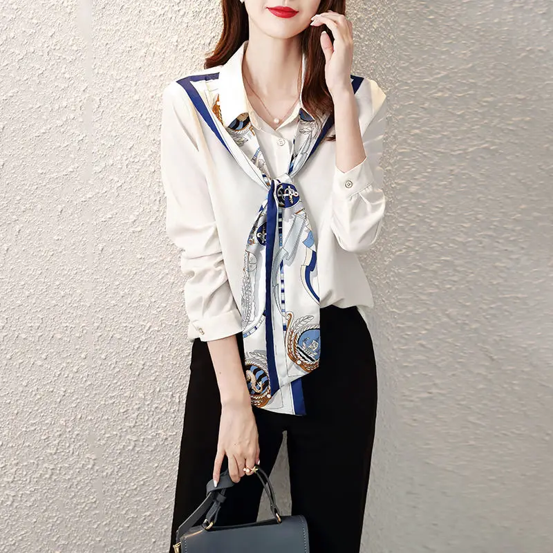 Spring Chiffon Simple Office Lady Blouse Female Print Lace-Up Shirts Bow Tops Long Sleeve Casual Korean OL Loose Blouses Women
Spring Chiffon Simple Office Lady Blouse Female Print Lace-Up Shirts Bow Tops Long Sleeve Casual Korean OL Loose Blouses Women