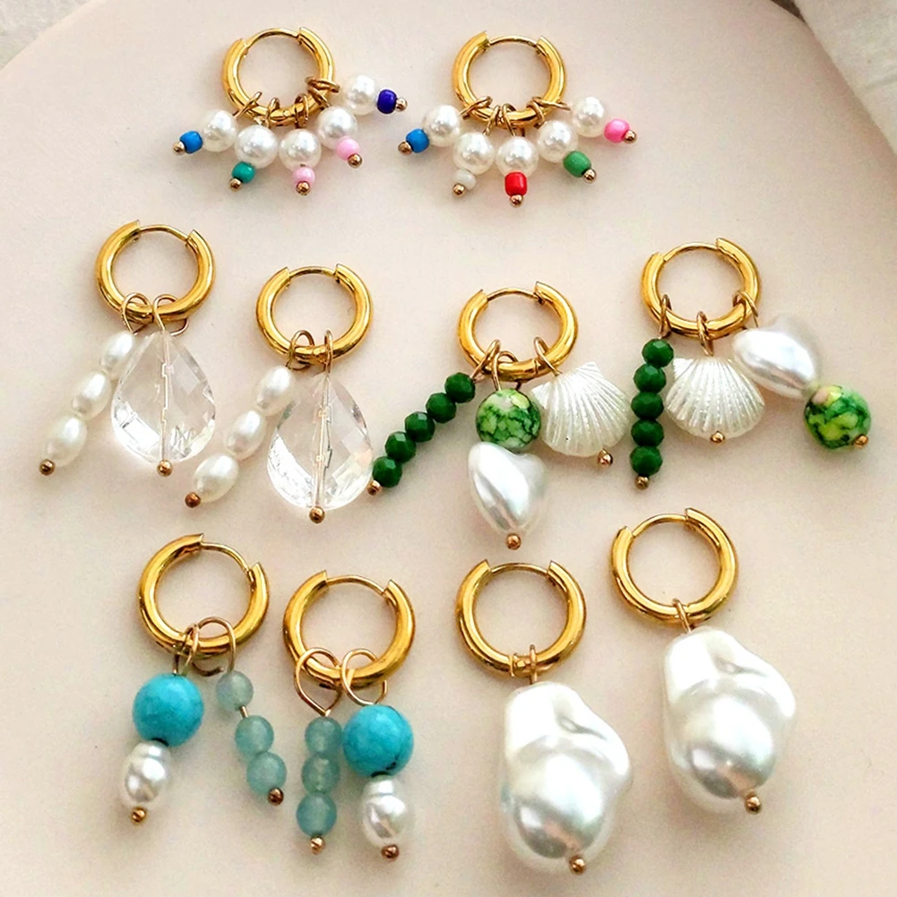 Fashion Stainless Steel Colorful Beads Round Hoop Earrings For Women Boho Pearl Crystal Asymmetric Circle Earring Party Jewelry
Fashion Stainless Steel Colorful Beads Round Hoop Earrings For Women Boho Pearl Crystal Asymmetric Circle Earring Party Jewelry