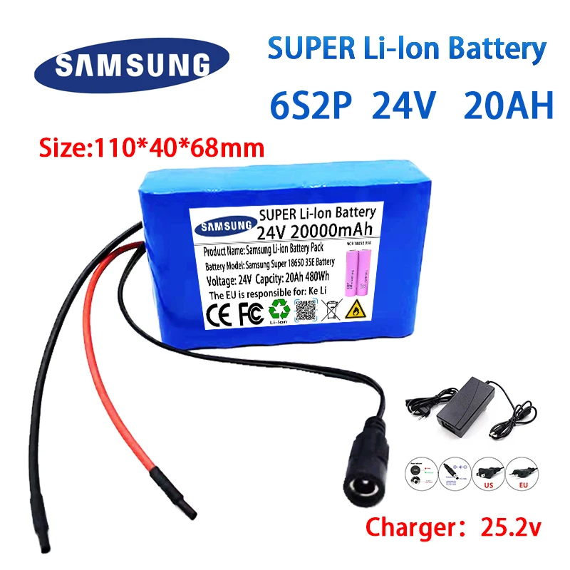 24V Electric Bicycle 20Ah 6S2P 25.2V 40000mAh 18650 Battery Moped Electric Scooter Lithium Ion Battery Pack BMS + 2A Charger
24V Electric Bicycle 20Ah 6S2P 25.2V 40000mAh 18650 Battery Moped Electric Scooter Lithium Ion Battery Pack BMS + 2A Charger