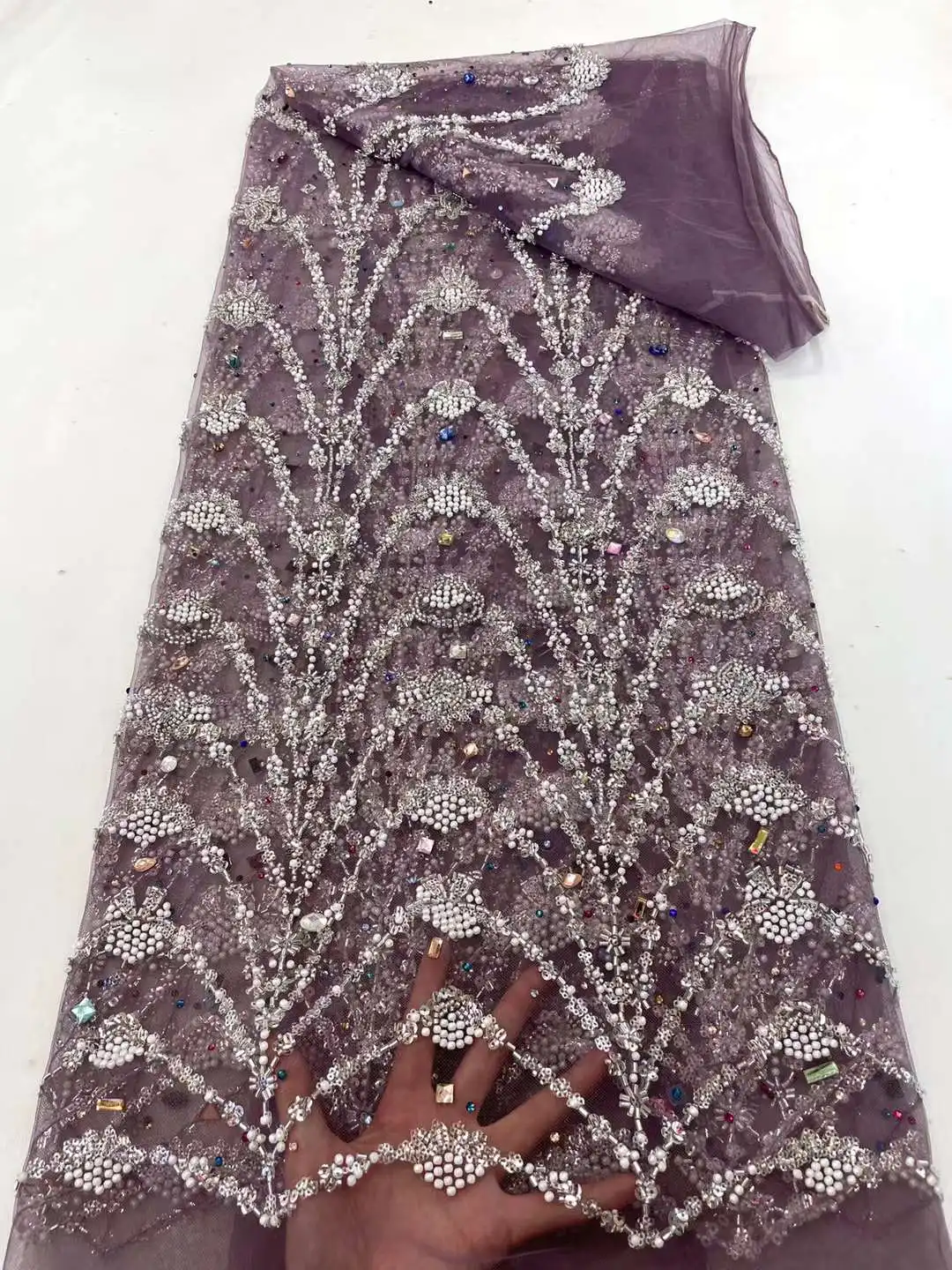 Fuchsia African French Net Embroidery Luxury Handmade Sequins Beaded Lace Fabric For Wedding Party Evening Dress Sewing
Fuchsia African French Net Embroidery Luxury Handmade Sequins Beaded Lace Fabric For Wedding Party Evening Dress Sewing
