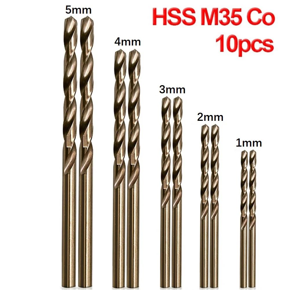 10pcs HSS M35 Cobalt Drill Bit 1mm 2mm 3mm 4mm 5mm For High Tensile Steels Stainless Steel Drilling Power Tools Accessories
10pcs HSS M35 Cobalt Drill Bit 1mm 2mm 3mm 4mm 5mm For High Tensile Steels Stainless Steel Drilling Power Tools Accessories