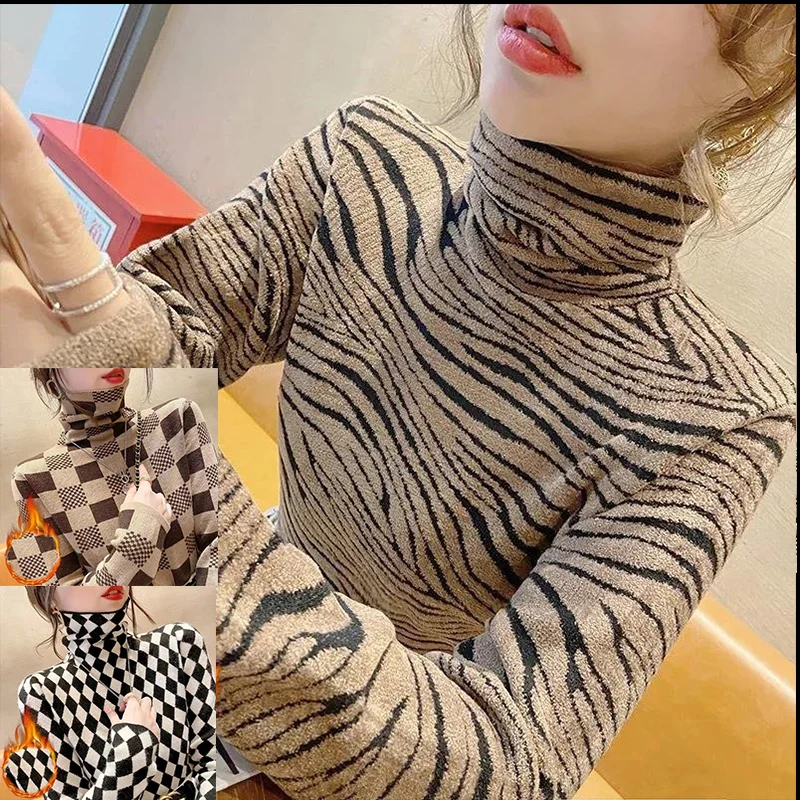 2022 New Elegant Fashion Korean Thicken Warm T-Shirt Double-Sided Velvet Soft Bottom Top Women Plaid Long Sleeved Turtleneck Tee
2022 New Elegant Fashion Korean Thicken Warm T-Shirt Double-Sided Velvet Soft Bottom Top Women Plaid Long Sleeved Turtleneck Tee
