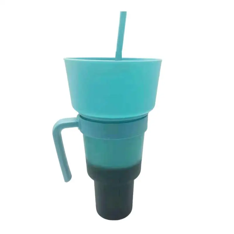 

Чашка для напитков с чашей для закусок 2 в 1, комбинированная чашка, герметичная портативная дорожная чашка для закусок и напитков с соломинкой, чашки для стадиона со сменой цвета