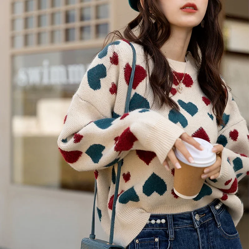 Autumn Kawaii Knitted Pullover Women Cute Print Loose Sweet Sweater Female Clothing Korean Fashion Winter Warm Knitting Sweater
Autumn Kawaii Knitted Pullover Women Cute Print Loose Sweet Sweater Female Clothing Korean Fashion Winter Warm Knitting Sweater