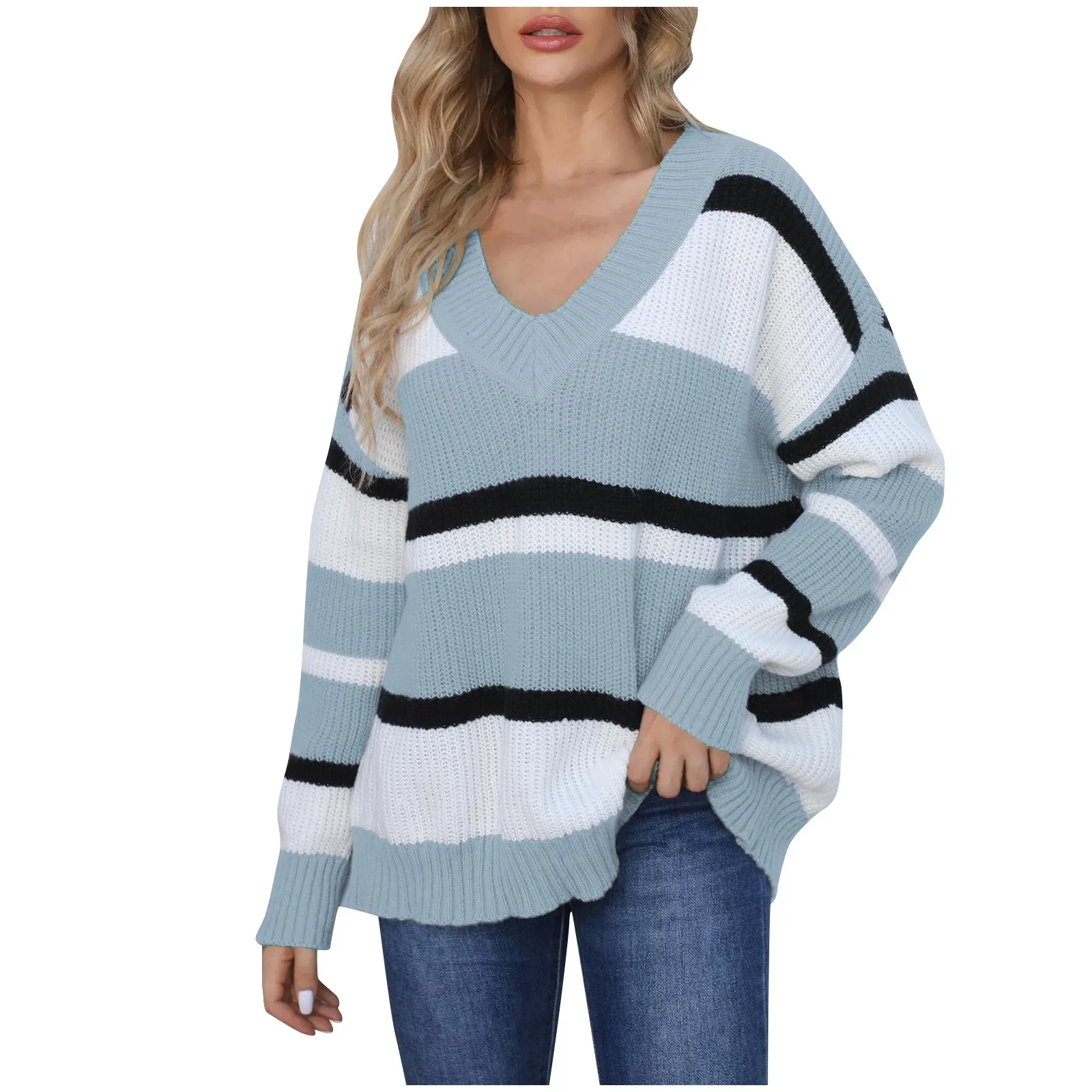 New Thickened Sweater Women Winter Warm Casual V-Neck Stripe Contrast Color Stitching Loose Long Sleeve Sweater Top топ женский
New Thickened Sweater Women Winter Warm Casual V-Neck Stripe Contrast Color Stitching Loose Long Sleeve Sweater Top топ женский