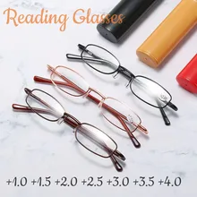 Portable Reading Glasses Ultralight Compact Hyperopia Glasses Metal Presbyopia Readers With Diopters Plus For Women Men+1.0~+4.0