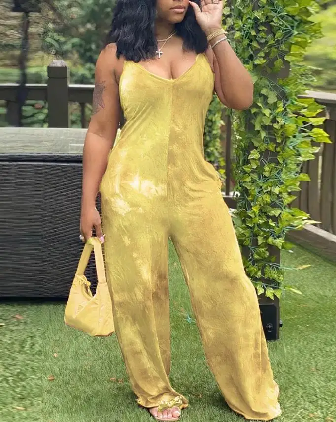Women's Jumpsuit Tie Dye Print Spaghetti Strap Casual V-Neck Sleeveless Pocket Design Long Jumpsuit 2022 Summer Latest Fashion
Women's Jumpsuit Tie Dye Print Spaghetti Strap Casual V-Neck Sleeveless Pocket Design Long Jumpsuit 2022 Summer Latest Fashion