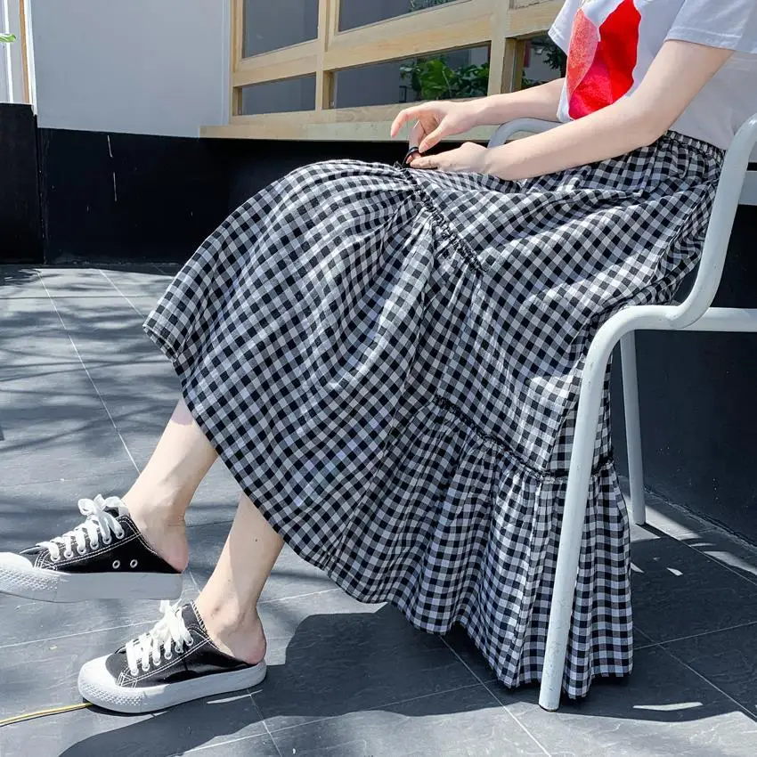 Women 2022 Spring Summer High Elastic Waist Midi Skirts Female Vintage Plaid A-line Skirts New Ladies Casual Pleated Skirts J42
Women 2022 Spring Summer High Elastic Waist Midi Skirts Female Vintage Plaid A-line Skirts New Ladies Casual Pleated Skirts J42