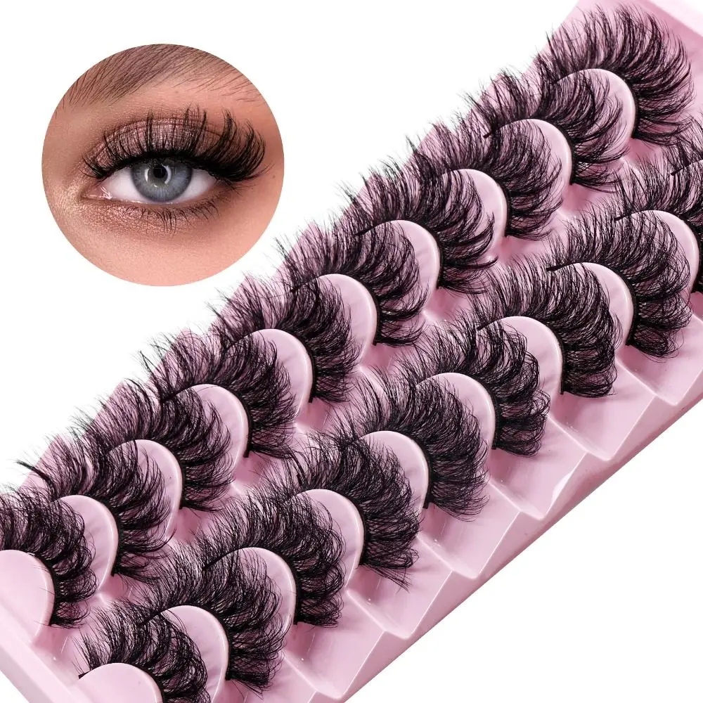 

10Pairs DD Curl Lashes False Eyelashes Fluffy Reusable Super Volume 3D Mink Hair Russian Volume Extensions Fake Lashes Women