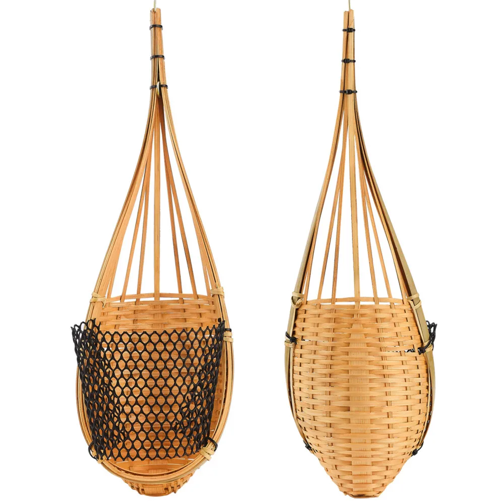 

Hanging Basket Ventilated Orchid Pot Bird's Nest For Indoor Outdoor With Metal Hook Bamboo Garden Yard Supplies Flower Pots