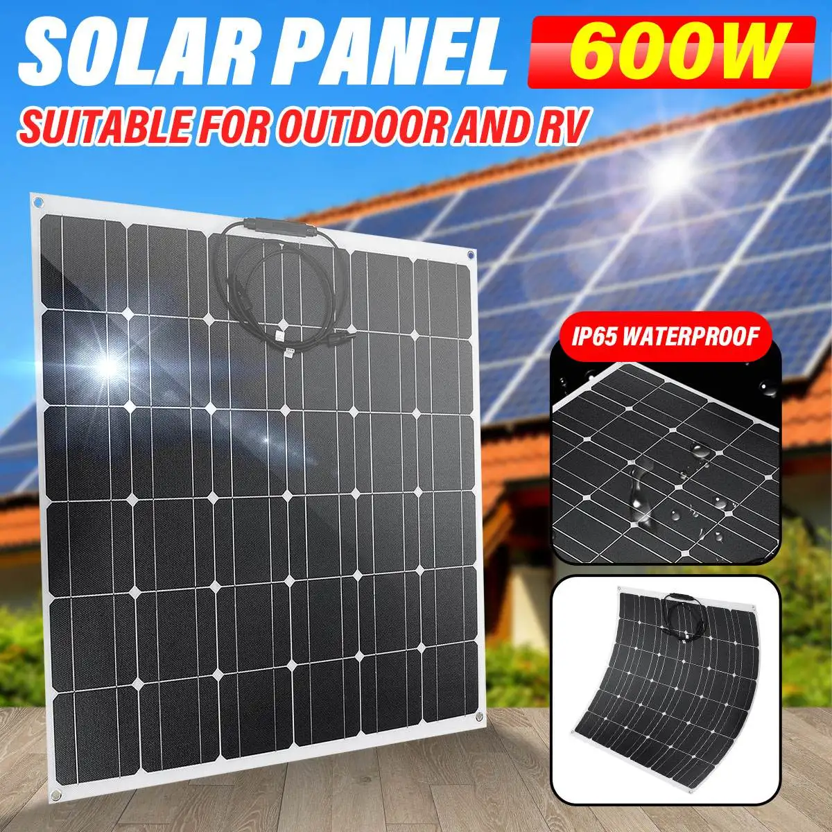 600W 1200W ETFE Flexible Solar Panel High Efficiency Rate Solar Cells for RV/Boat/Car/Home 12V/24V Battery Charger 79X81cm
600W 1200W ETFE Flexible Solar Panel High Efficiency Rate Solar Cells for RV/Boat/Car/Home 12V/24V Battery Charger 79X81cm