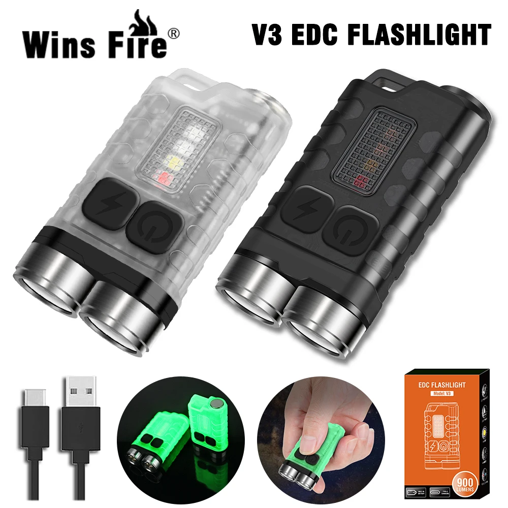 V3 EDC Flashlight Keychain Light 900 Lumens Handheld Portable Super Bright TYPE-C USB Charging Port Emergency Work Camping Light
V3 EDC Flashlight Keychain Light 900 Lumens Handheld Portable Super Bright TYPE-C USB Charging Port Emergency Work Camping Light