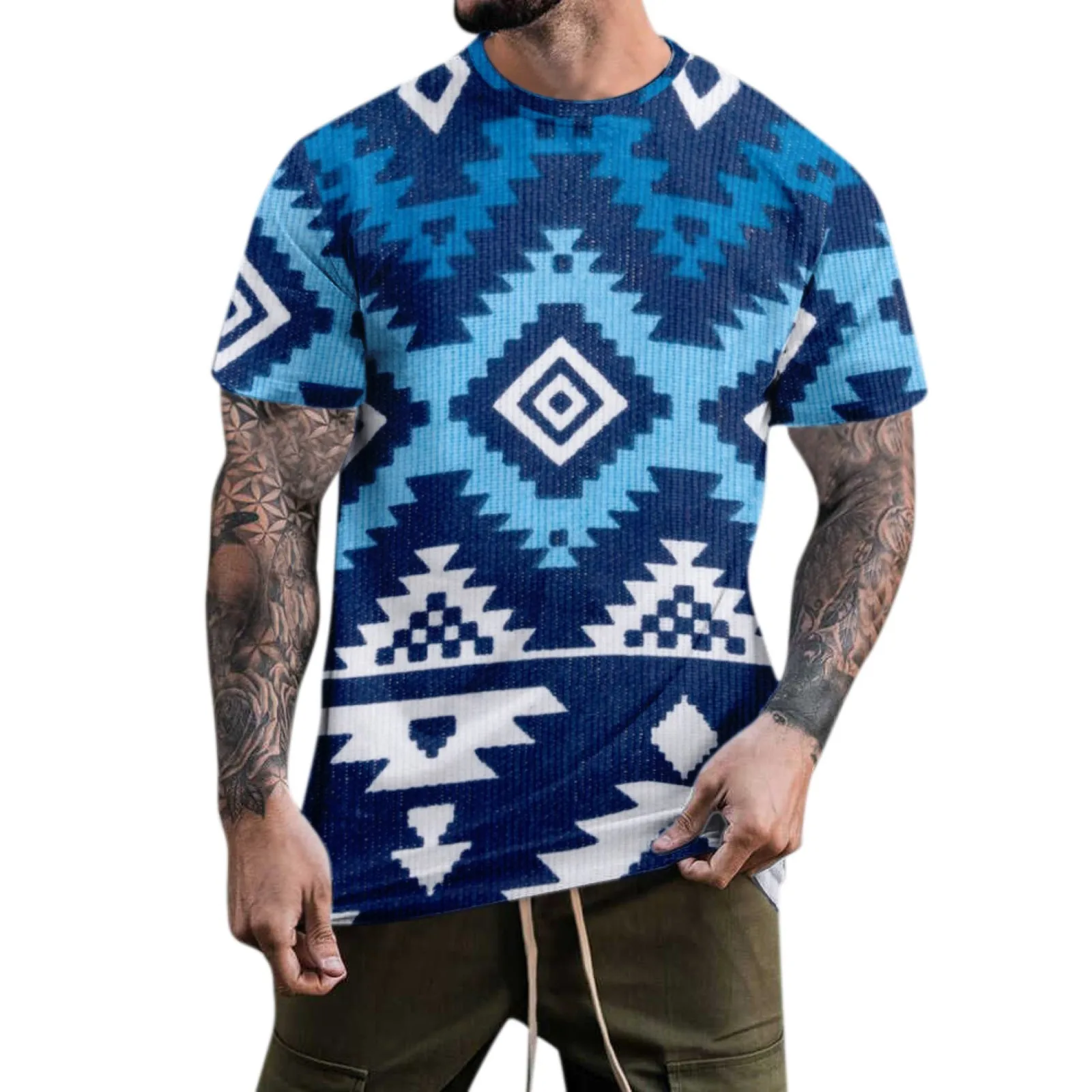Men Geometric Shirt Top Summer Short Sleeve Printed O-neck T-shirts Male Clothing 2022
Men Geometric Shirt Top Summer Short Sleeve Printed O-neck T-shirts Male Clothing 2022