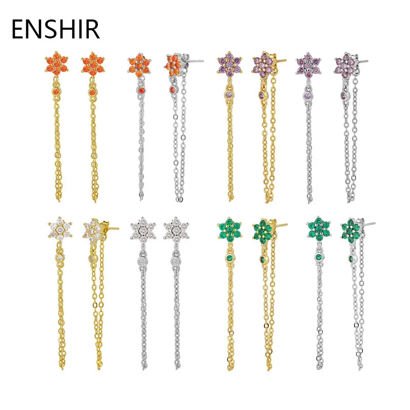 ENSHIR Gold Plated Silver Color Flower Earrings for Women Long Tassel Chain Drop Earrings Jewelry Wholesale
ENSHIR Gold Plated Silver Color Flower Earrings for Women Long Tassel Chain Drop Earrings Jewelry Wholesale