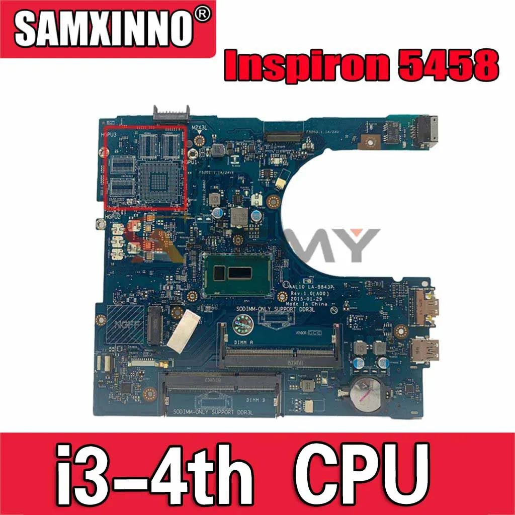 

Original Laptop motherboard For DELL Inspiron 5458 5558 5758 i3-4th CPU N15V-GM-S-A2 Mainboard CN-03CCDC 03CCDC LA-B843P