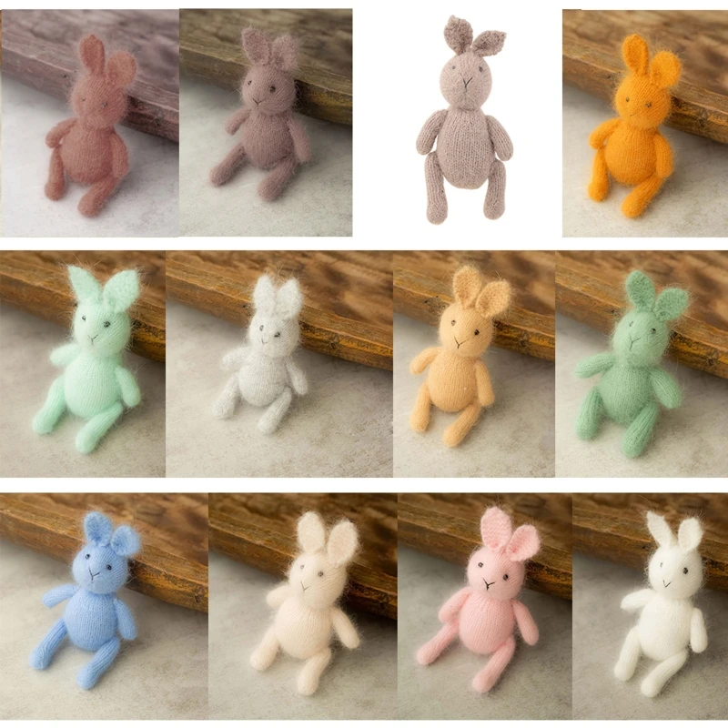 

Newborn Photography Props Bunny Doll Knitted Cute Animal Rabbit Baby Photo Shooting Fotografia Accessory
