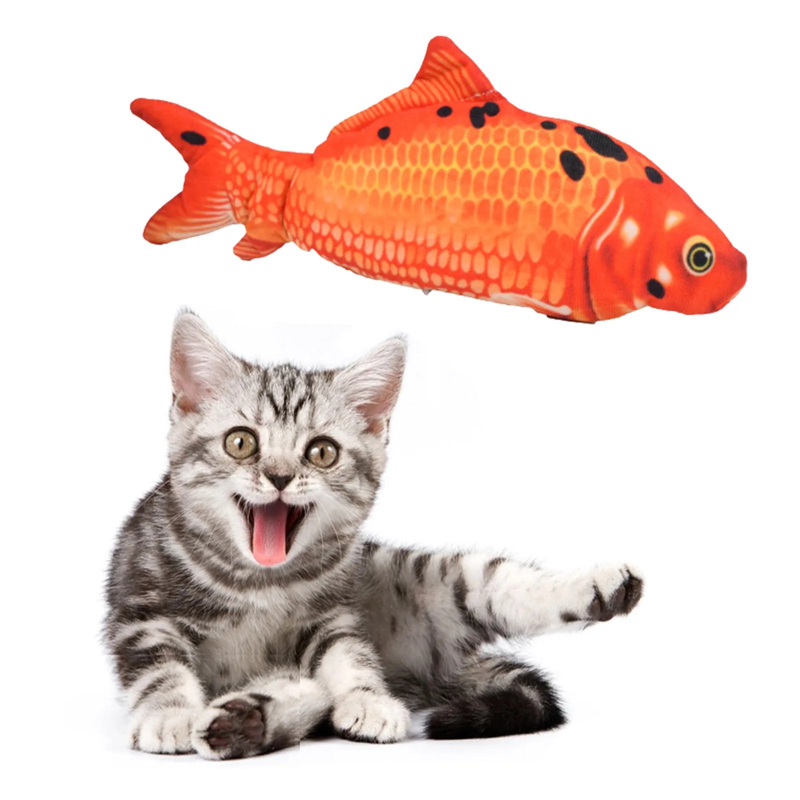 

New Cat USB Charger 3D Floppy Fish Interactive Electric Toy Realistic Plush Simulation Wiggle Fish Catnip Indoor Chewing Playing