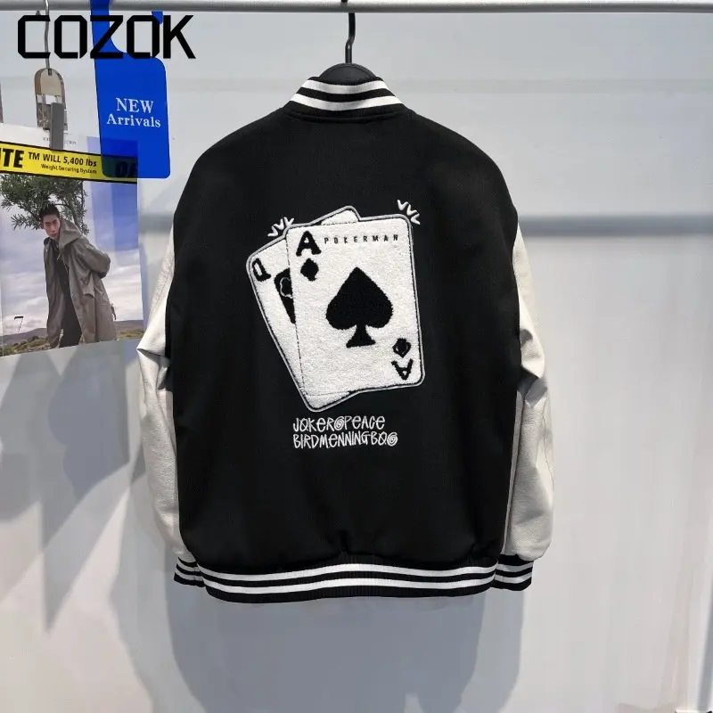 Autumn Winter Baseball Jacket Men Patchwork Letter Embroidery PU Leather Sleeves Varsity Jacket Unisex Harajuku Bomber Coat 2023
Autumn Winter Baseball Jacket Men Patchwork Letter Embroidery PU Leather Sleeves Varsity Jacket Unisex Harajuku Bomber Coat 2023
