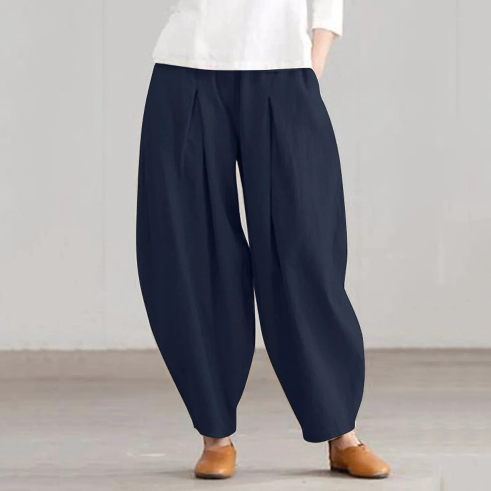Womens Casual Cotton Linen Baggy Pants With Elastic Waist Relaxed Fit Lantern Dress Pants for Women Business Casual Size 2
Womens Casual Cotton Linen Baggy Pants With Elastic Waist Relaxed Fit Lantern Dress Pants for Women Business Casual Size 2