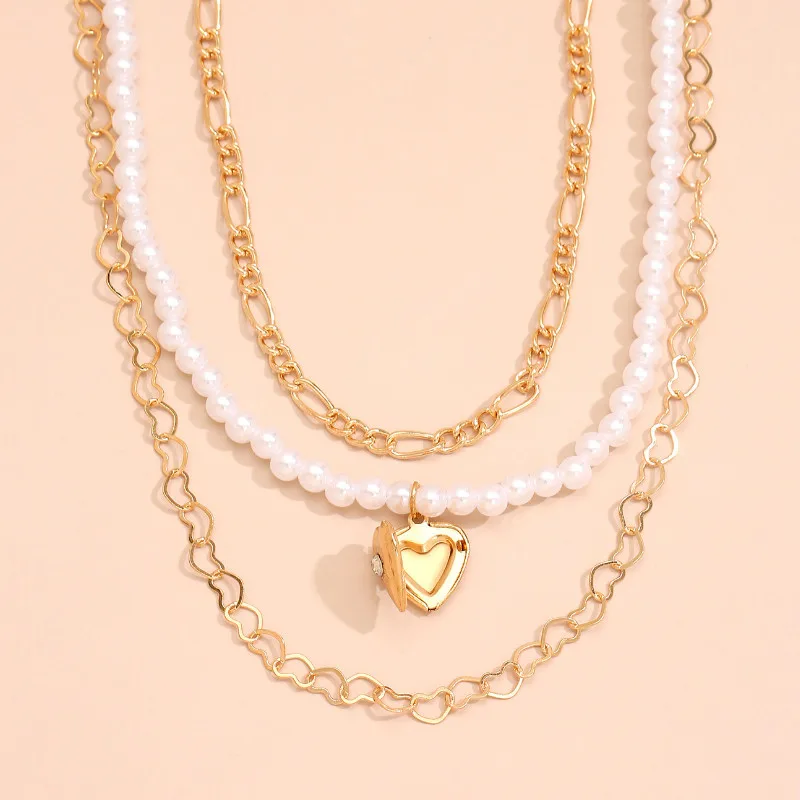 Imitation Pearl Heart Pendant Multilayer Necklace Simple Trendy Temperament Clavicle Chain For Women
Imitation Pearl Heart Pendant Multilayer Necklace Simple Trendy Temperament Clavicle Chain For Women