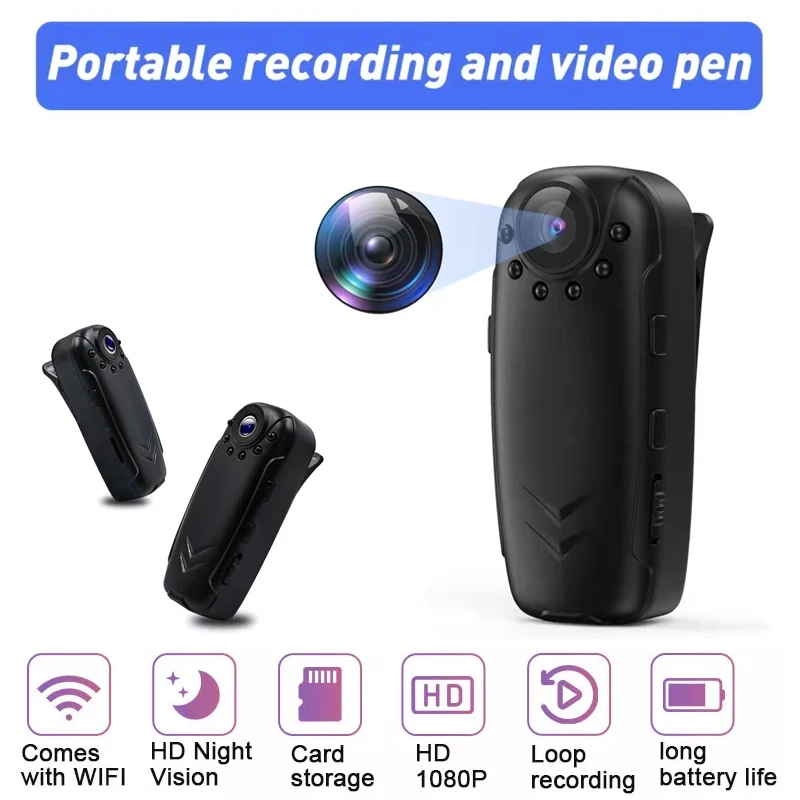 Mini Camera HD1080P Body Cameras Video Record Professional Portable Wireless Smart Home Night Vision Motion Detection Loop Cam
Mini Camera HD1080P Body Cameras Video Record Professional Portable Wireless Smart Home Night Vision Motion Detection Loop Cam