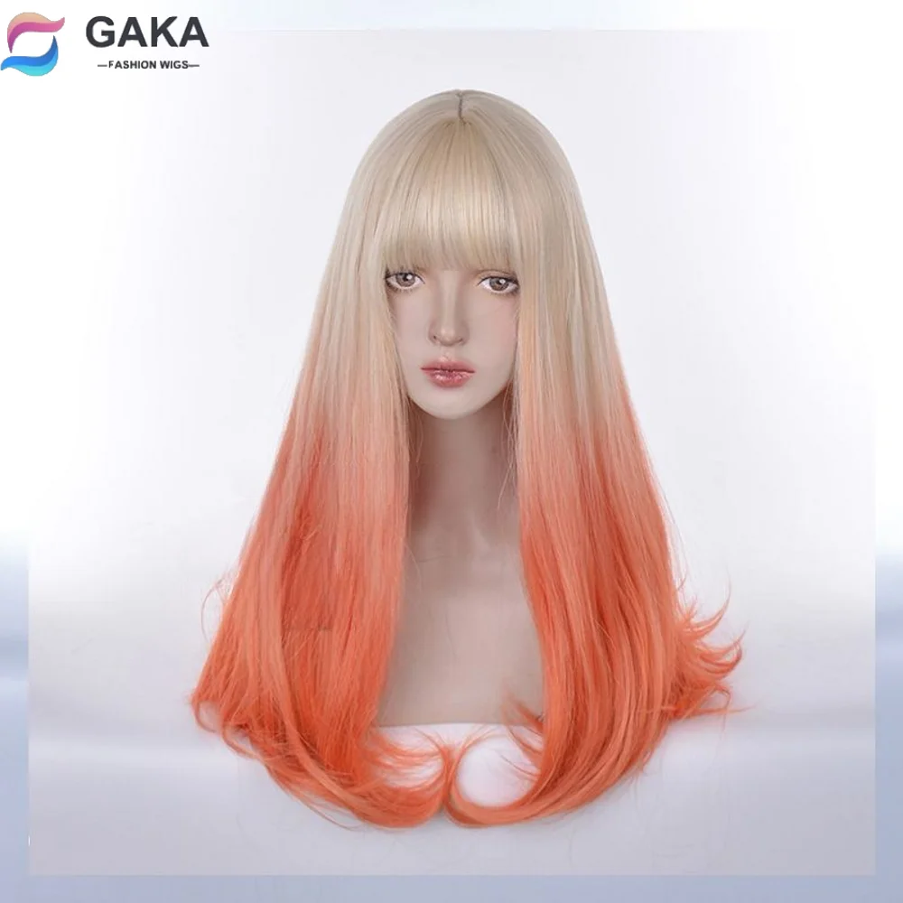 

GAKA Synthetic Wig Female Long Straight Hair Jk Natural Qi Bangs Gradient Cute Lolita Lined Up To Use