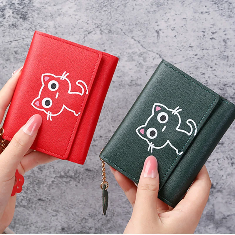 Cute Cat Print Women's Short Wallet Leather Small Purse Girls Money Bag Card Holder Female Hasp ID Card Holder Tri-fold Wallet
Cute Cat Print Women's Short Wallet Leather Small Purse Girls Money Bag Card Holder Female Hasp ID Card Holder Tri-fold Wallet