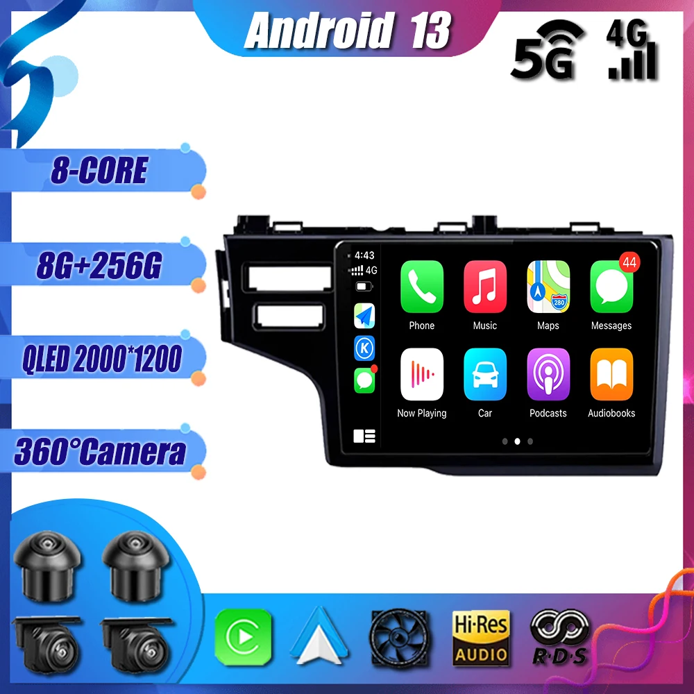 Автомагнитола для Honda Jazz 3 2015-2020, подходит для 3 GP GK 2013-2020, Android 13, мультимедийный видеоплеер, навигация, стерео, GPS