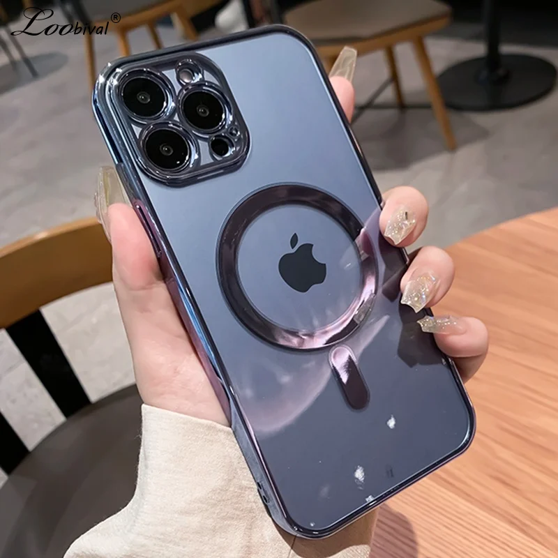 Luxury Plating Magnetic Wireless Charge Case For iPhone 13 12 11 Pro Max Mini X Xr Xs 8 7 Plus SE 2 Magsafing Transparent Cover
Luxury Plating Magnetic Wireless Charge Case For iPhone 13 12 11 Pro Max Mini X Xr Xs 8 7 Plus SE 2 Magsafing Transparent Cover