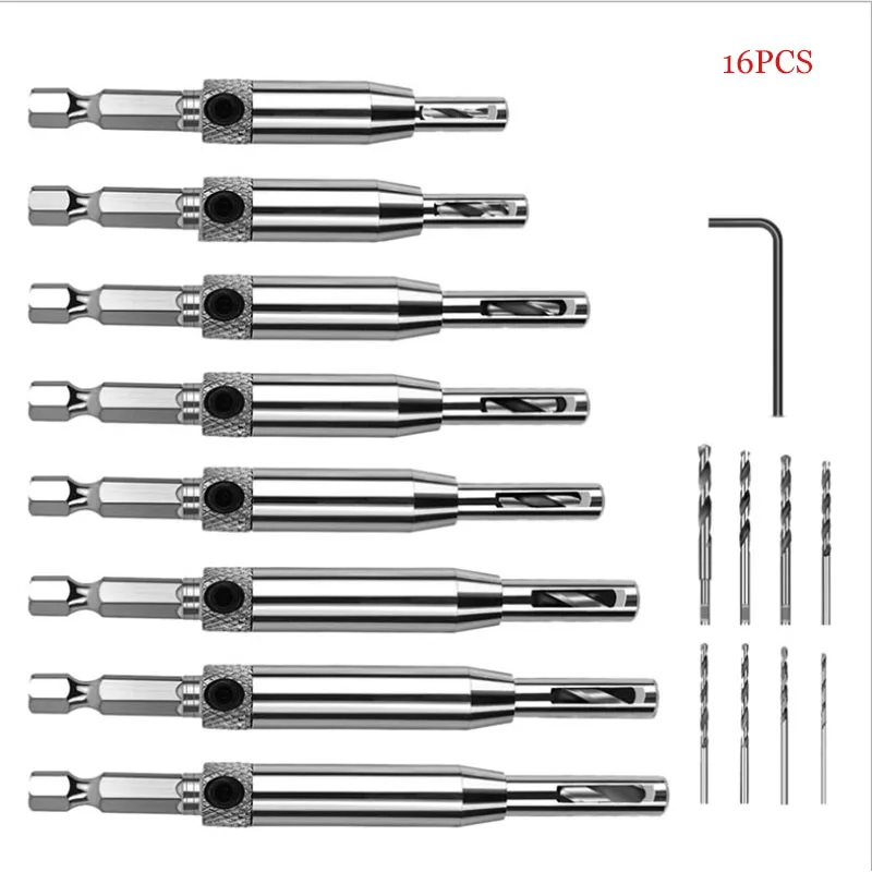 4/7/8/16pcs Self Centering Drill Bits Set HSS Hinge Hexagon Drill Bits Door Cabinet Woodworking Positioning Hole Puncher Tool
4/7/8/16pcs Self Centering Drill Bits Set HSS Hinge Hexagon Drill Bits Door Cabinet Woodworking Positioning Hole Puncher Tool