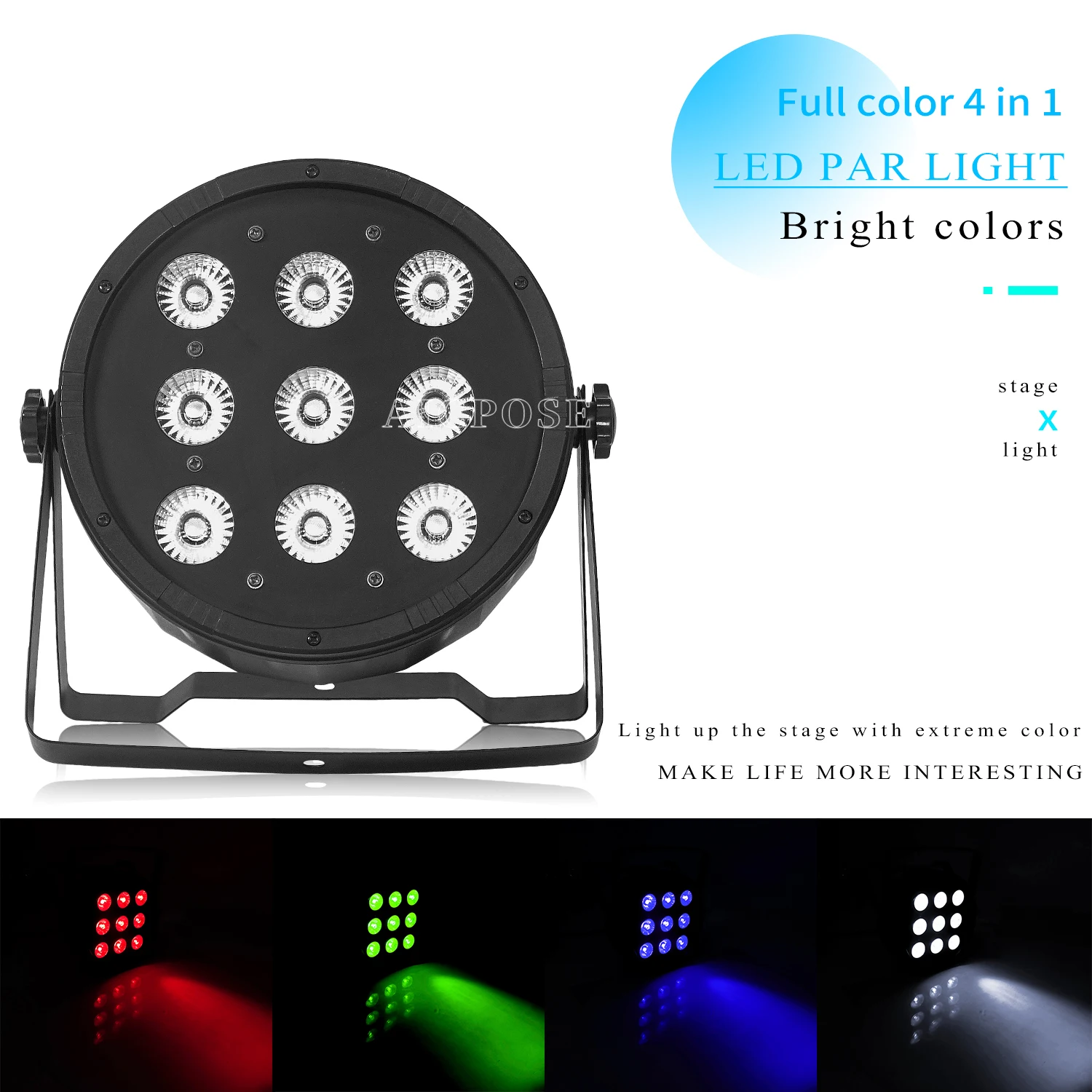Бесплатная доставка плоский светодиодный прожектор Par 9x12 Вт RGBW 4 в 1 PAR DMX512