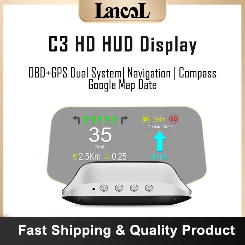 C3 Auto HUD GPs OBD2 Head Up Display Car Projector Speedometer with Navigation System Security Alarm Car Electronic Accessories
C3 Auto HUD GPs OBD2 Head Up Display Car Projector Speedometer with Navigation System Security Alarm Car Electronic Accessories
